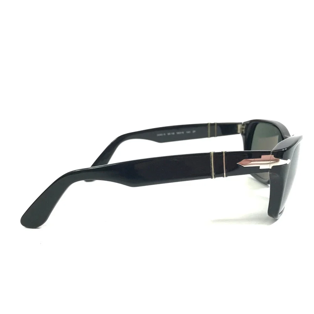 Persol Sunglasses 3040-S 95/58 Shiny Black Rectangle with Gray Polarized Lenses